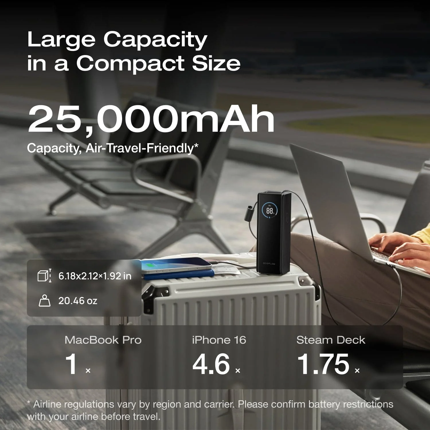 EcoFlow RAPID Power Bank (25,000mAh, 170W, 100W Built-In and Retractable Cables) - Image 8